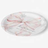 Pink Bow Winter Baby Dusche Party Papierplatte Pappteller (Schrägansicht)