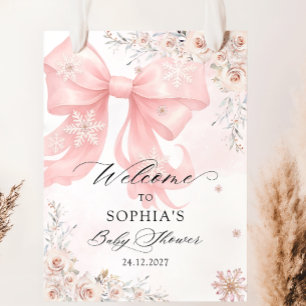 Pink Bow Winter Baby Dusche Willkommen Poster