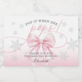 Pink Bow Winter Baby Pop It When She Pops Schaumweinetikett (Einzelnes Label)