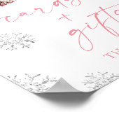 Pink Bow Winter Books Baby Shower Cards & Gifts Poster (Ecke)