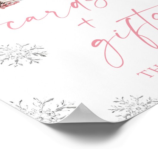 Pink Bow Winter Books Baby Shower Cards & Gifts Poster (Ecke)