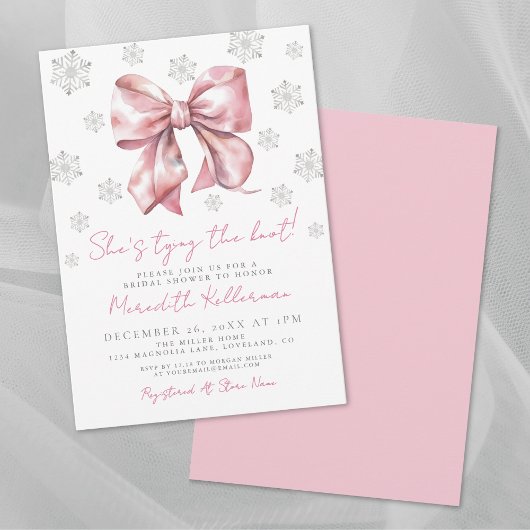Pink Bow Winter Bridal Shower Invitation Einladung