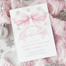Pink Bow Winter Erster Geburtstag