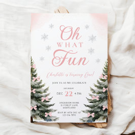 Pink Bow Winter Girl 1st Birthday Einladung