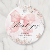 Pink Bow Winter Girl Babydusche Danke Geschenkanhänger (Vorderseite)