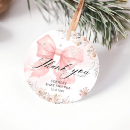 Pink Bow Winter Girl Babydusche Danke Geschenkanhänger