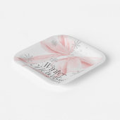 Pink Bow Winter Onederland 1st Birthday Pappteller (Gewinkelt)