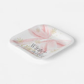 Pink Bow Winter Onederland 1st Birthday Pappteller (Gewinkelt)