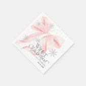 Pink Bow Winter Onederland 1st Birthday Serviette (Ecke)