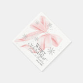 Pink Bow Winter Onederland 1st Birthday Serviette (Ecke)