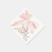 Pink Bow Winter Onederland 1st Birthday Serviette (Ecke)