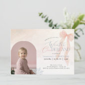 Pink Bow Winter Onederland Arch Photo 1st Birthday (Stehend Vorderseite)