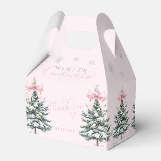 Pink Bow Winter ONEderland First Birthday Geschenkschachtel (Rückseite)