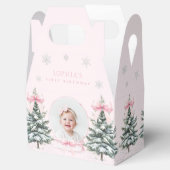 Pink Bow Winter ONEderland First Birthday Geschenkschachtel (Geöffnet)