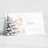 Pink Bow Winter Table Place Card  Platzkarte
