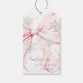 Pink Bow Winter Thema Kinderdusche Geschenkanhänger (Vorderseite)