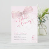 Pink Bow Winter Turning 30 Birthday Themes Einladung (Stehend Vorderseite)