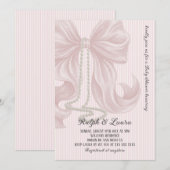Pink Bow with Pearl Girl Baby Shower Einladung (Vorne/Hinten)