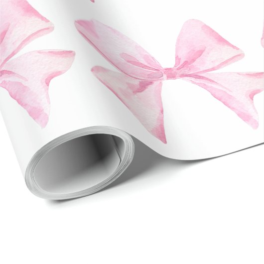 Pink Bow Wrapping Paper Geschenkpapier (Rolleneckpunkt)