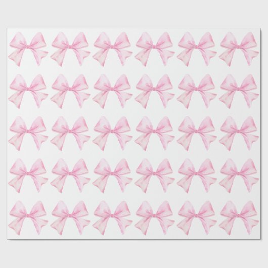 Pink Bow Wrapping Paper Geschenkpapier (Flach)