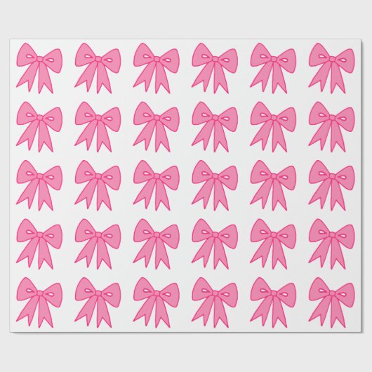 Pink Bow Wrapping Paper Geschenkpapier (Flach)