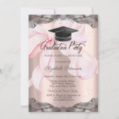 Pink Bow Your Photo Rose Gold Graduation Einladung (Vorderseite)