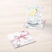 Pink Bow zähmt das Brautparty des Knotens Rechteckiger Pappuntersetzer (Vor Ort)