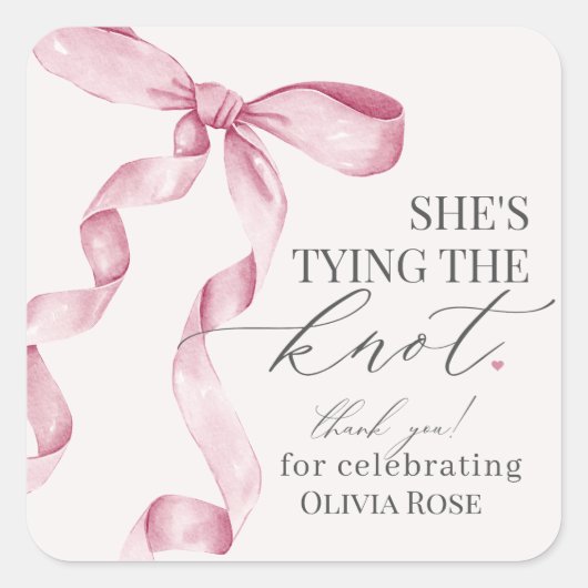 Pink Bow Zähmung des Gastgeschenks des Knotens Bra Quadratischer Aufkleber (Vorderseite)
