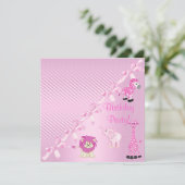 PINK BOW ZOO TIERE GEBURTSTAGLICHE EINLADUNG (Stehend Vorderseite)