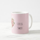 Pink Bowl of Fruit: strawberries & bananas Kaffeetasse (VorderseiteRechts)