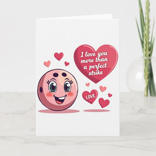 Pink Bowling Ball Love Card Karte (Vorderseite)