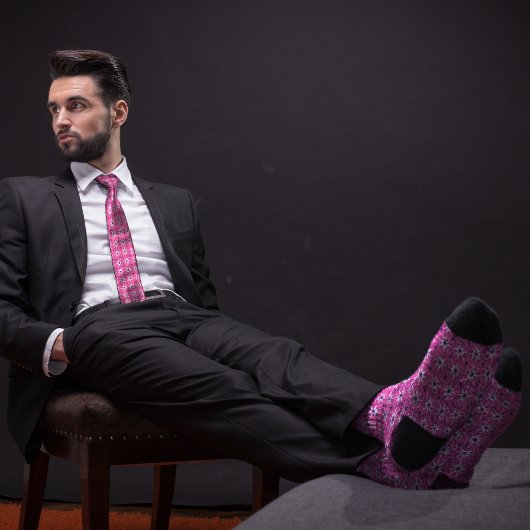 Pink Bowling Button Blume Muster Krawatte