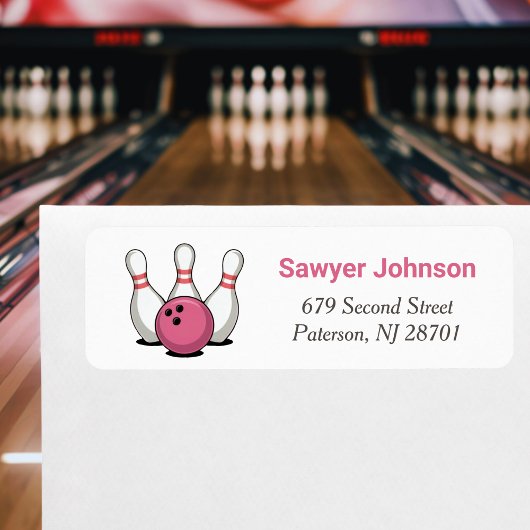 Pink Bowling Geburtstagsfeier Rücksendeadresse