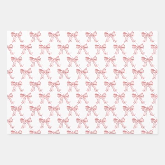 Pink Bows 19" x 29" Wrapping Paper 3 Sheets, Matte Geschenkpapier Set (Vorderseite 3)