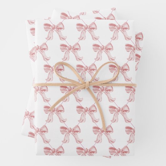 Pink Bows 19" x 29" Wrapping Paper 3 Sheets, Matte Geschenkpapier Set (Beispiel)