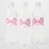 Pink Bows and Stripes Babydusche Wasserflasche Wasserflaschenetikett (Flaschen)
