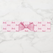 Pink Bows and Stripes Babydusche Wasserflasche Wasserflaschenetikett (Einzelnes Label)