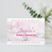 Pink Bows Baby Shower Begleitkarte (Stehend Vorderseite)