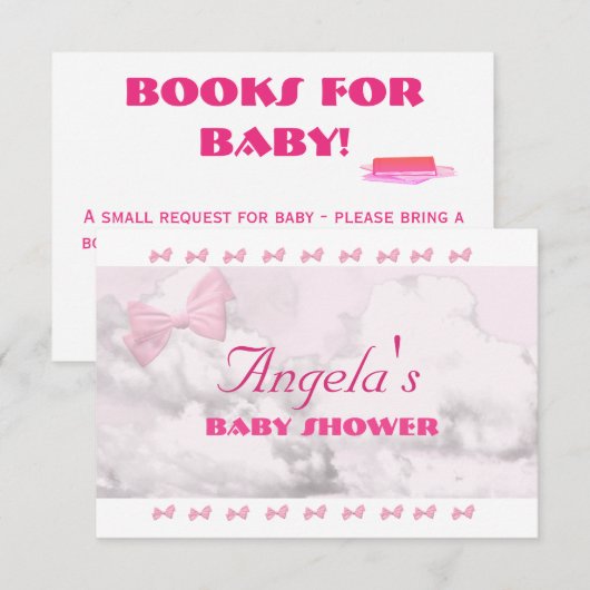 Pink Bows Baby Shower Begleitkarte (Vorne/Hinten)