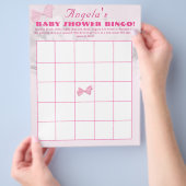 Pink Bows Baby Shower Bingo Flyer (Hand)