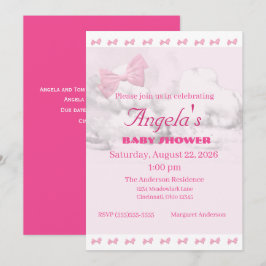 Pink Bows Baby Shower Invitation Einladung