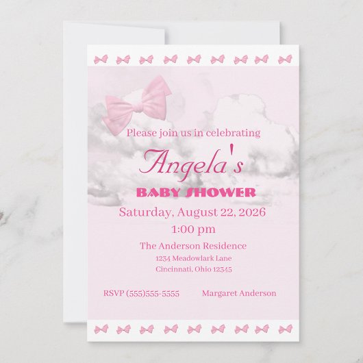 Pink Bows Baby Shower Invitation Einladung