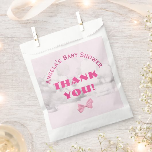 Pink Bows Baby Shower Personalized  Geschenktütchen (Ausgeschnitten)