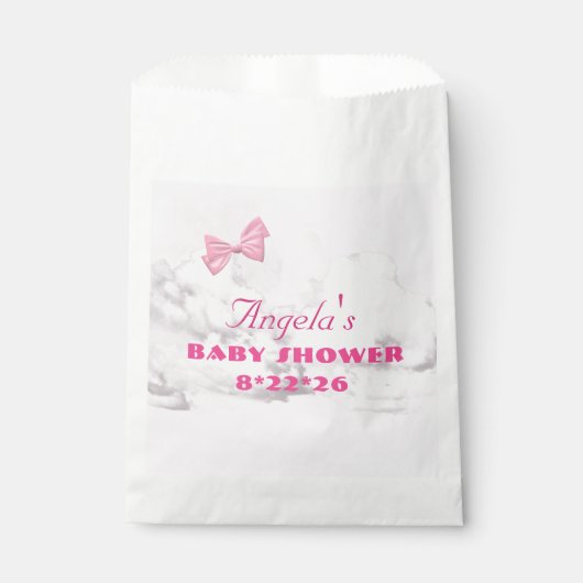 Pink Bows Baby Shower Personalized  Geschenktütchen (Vorderseite)