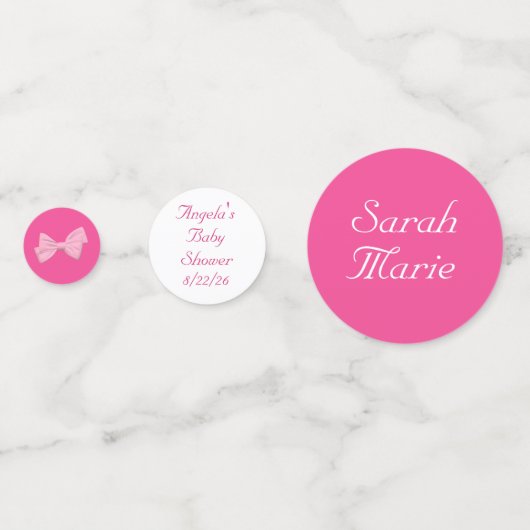 Pink Bows Baby Shower Personalized  Konfetti (Rückseiten)