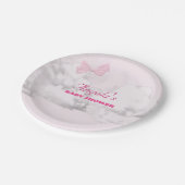Pink Bows Baby Shower Personalized Paper Plate Pappteller (Schrägansicht)
