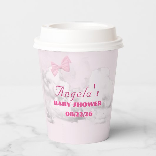 Pink Bows Baby Shower Personalized  Pappbecher (Rückseite)