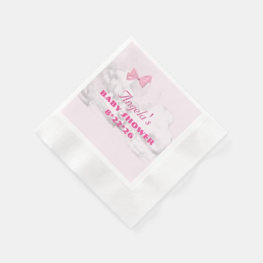 Pink Bows Baby Shower Personalized  Serviette (Ecke)