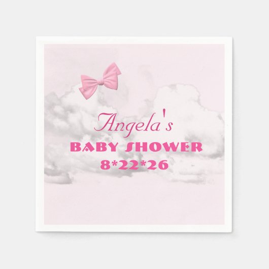 Pink Bows Baby Shower Personalized Serviette (Vorderseite)