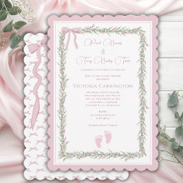Pink Bows & Baby Toes Elegante Babydusche Einladung